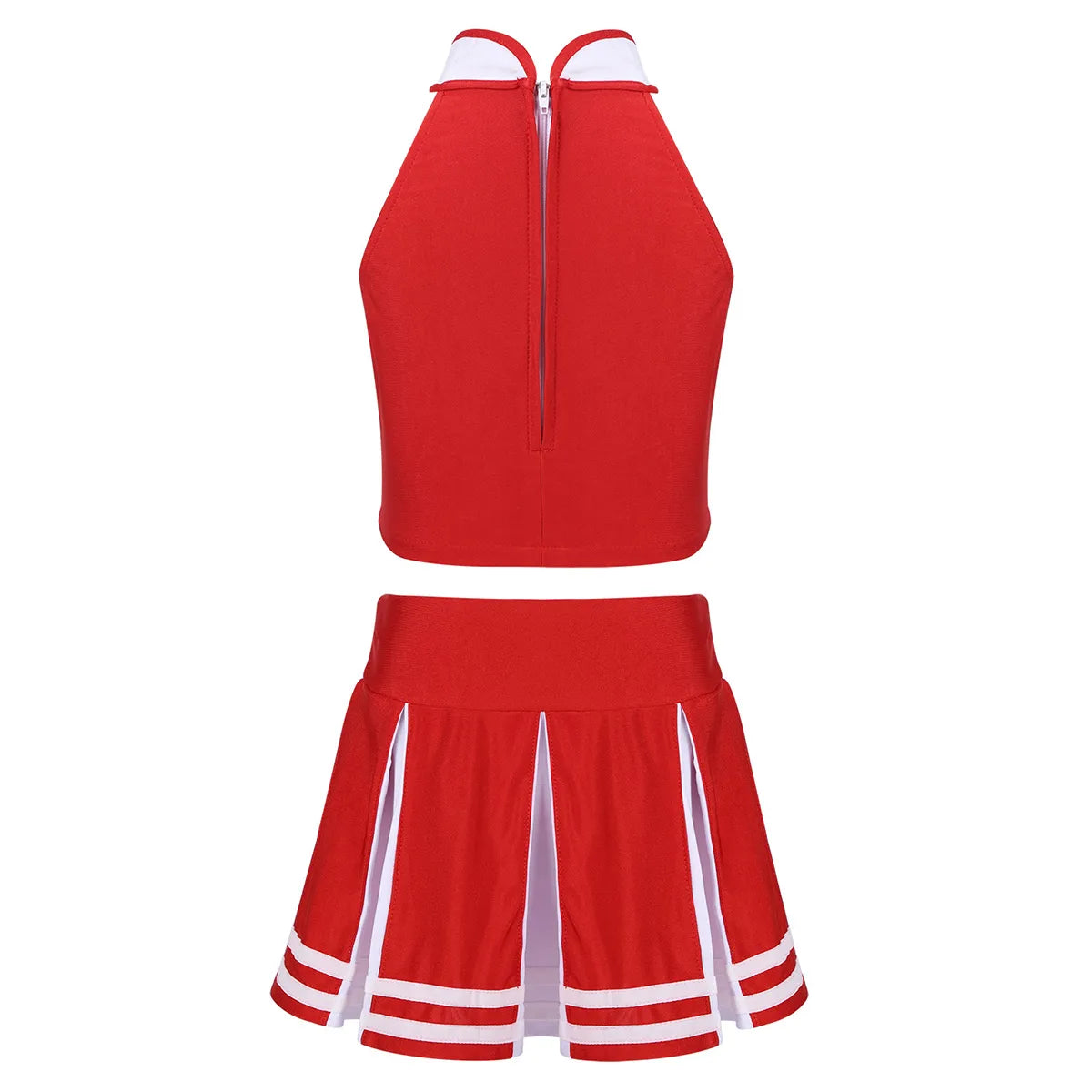 Kids Girls Cheerleading Uniform Tank Tops with Pleated Skirt Set Cheer Dance Stage Performance Costume Halloween Cosplay Outfits