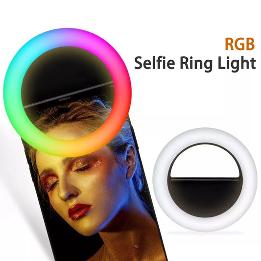 LED Selfie Ring Light For Mobile Phone Lens Portable RGB Colorful Flash Lamp Lights For YouTube Cellphone Live Fill Lighting