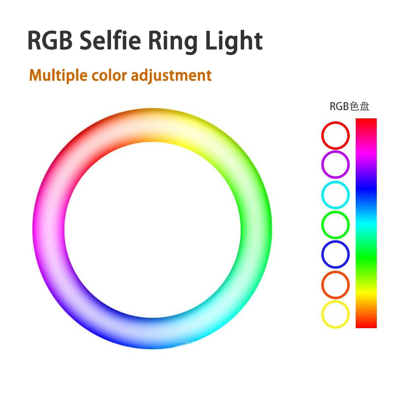 LED Selfie Ring Light For Mobile Phone Lens Portable RGB Colorful Flash Lamp Lights For YouTube Cellphone Live Fill Lighting