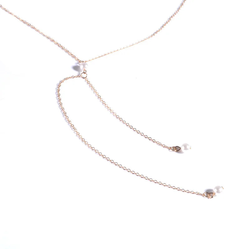 Dual Function Body jewelry Simple pearl necklace back chain For Wedding Fashion body jewerllery chains Women necklace  D1111