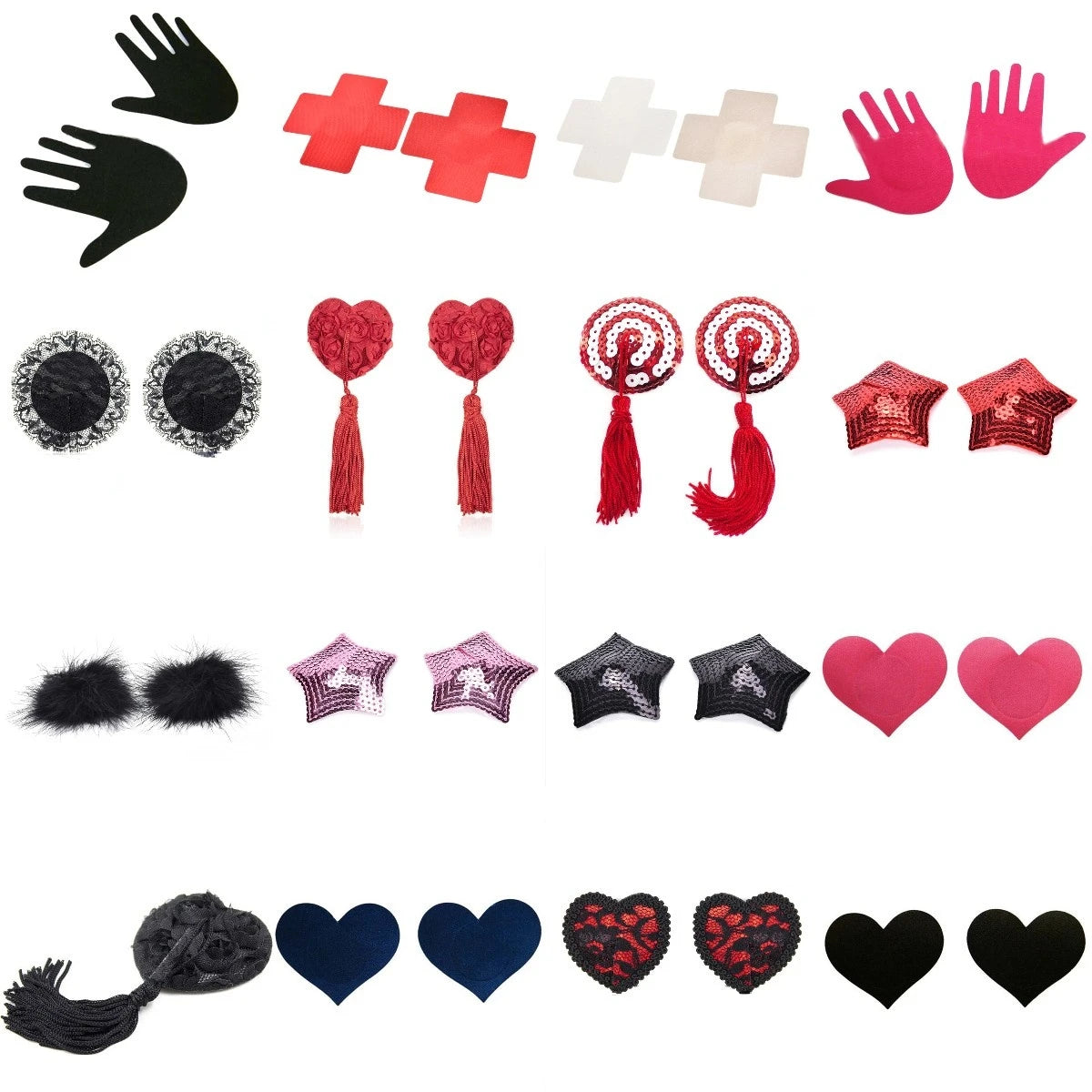 sex product chest stickers sexy sequin nipple covers with tassels heart Round Lace shape nipple stickers pasties wholesale