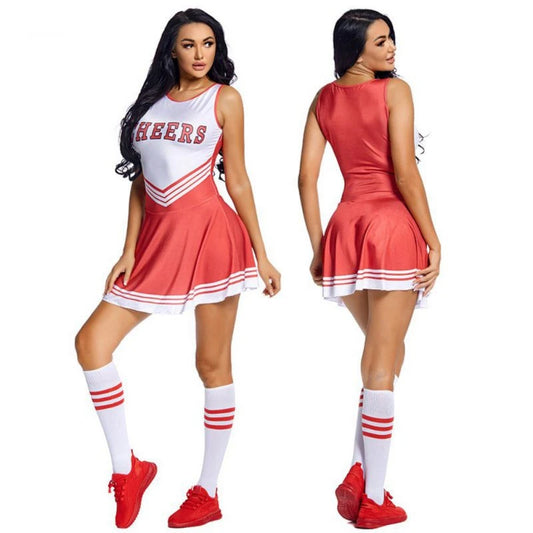 Ladies Cheerleader Costume School Outfits Fancy Dress Cheer Leader Uniform Womens Clothes