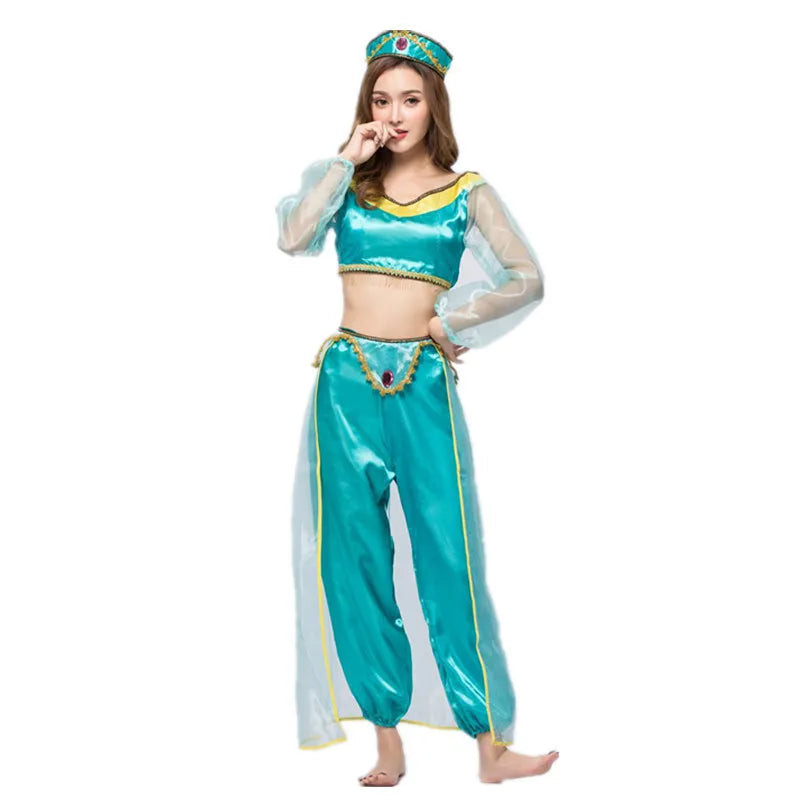 Princess Aladdin Jasmine role play  Halloween Costume Adult Female Sexy  Belly dance stage performance  Cheerleading costume