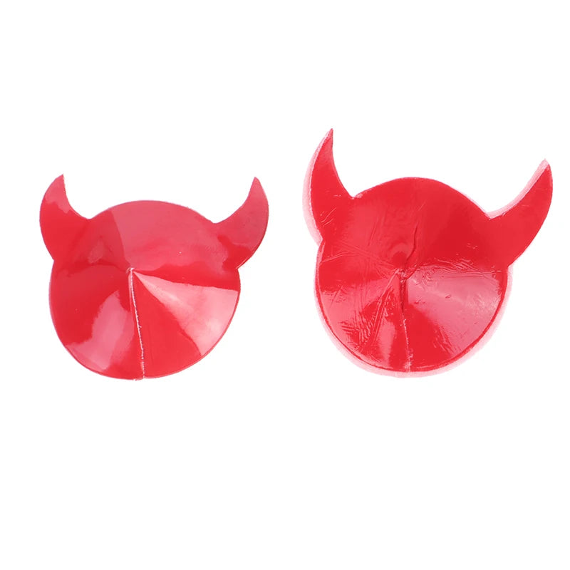 1 Pair Paste Breast Horn Stickers Disposable Self-Adhesive Cloth Breast Pasties Pad Nipple Cover Bra Sexy Devil Nipple Stickers