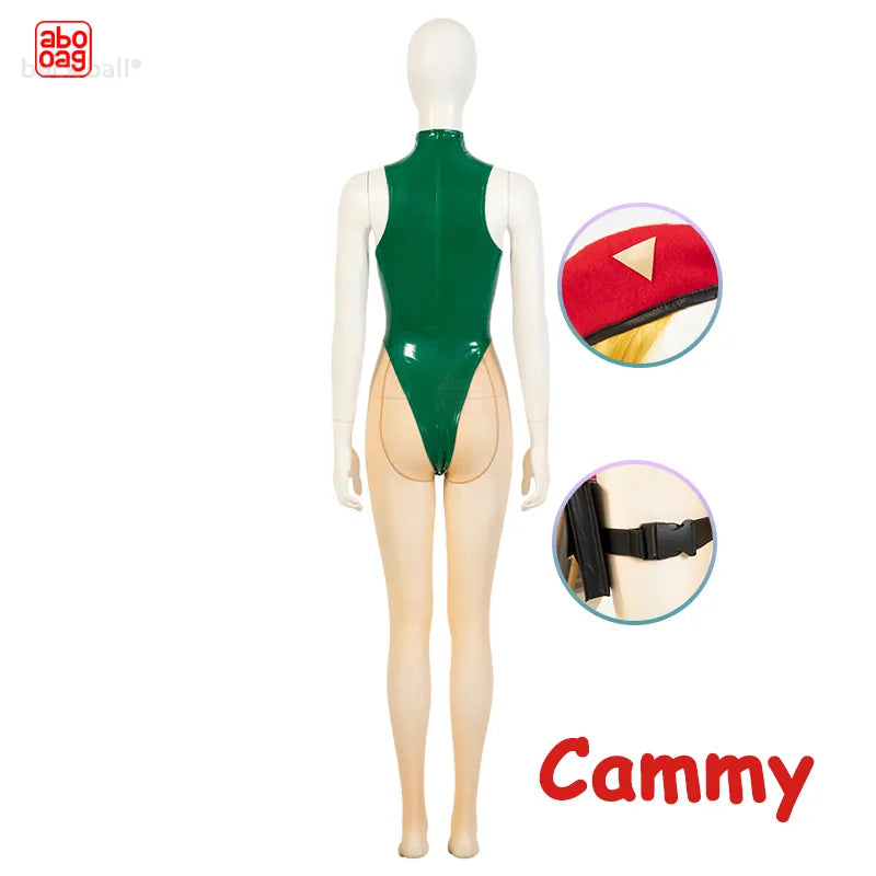 Game StreetFighter Cosplay Anime Cammy Cosplay Jumpsuits Hat Role Play Bodysuit Sexy Woman Uniform Halloween Christmas Carnival