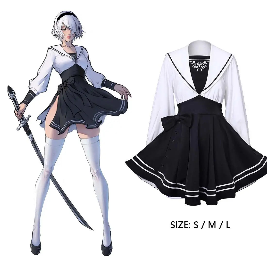 Nier Automata Cosplay Costume Yorha 2B Sailor suit Sexy Outfit Games Suit Women Role Play Girls Halloween Party Fancy Dress