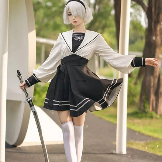 Nier Automata Cosplay Costume Yorha 2B Sailor suit Sexy Outfit Games Suit Women Role Play Girls Halloween Party Fancy Dress