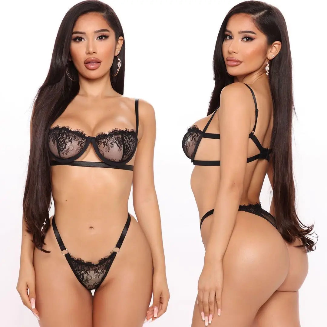 Blissful Blossom: 2-Piece Girly Lace Lingerie Set