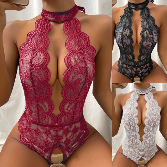 Erotic Lace Teddy Women's Lingerie Bodysuits Push Up Bras Sexy Exotic Clothing Lace Bow Ladies Pajamas Sexy Babydoll Bodysuits