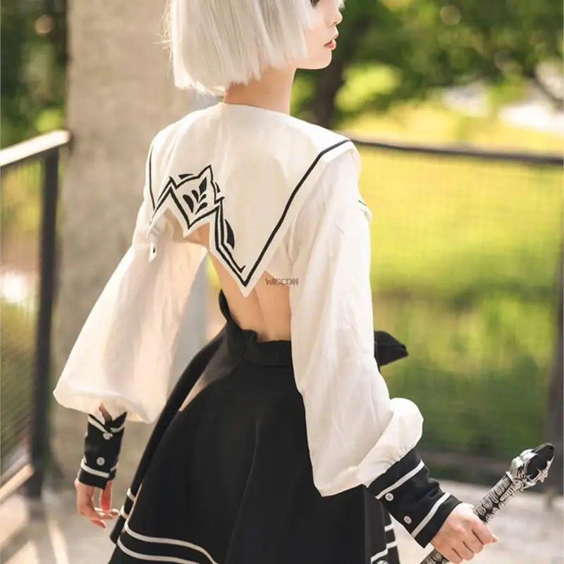 Nier Automata Cosplay Costume Yorha 2B Sailor suit Sexy Outfit Games Suit Women Role Play Girls Halloween Party Fancy Dress