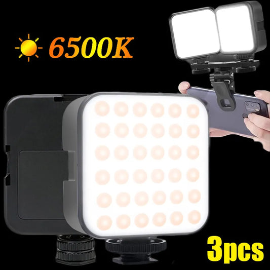 6500K LED Video Light Camera Fill Lights Mini Portable Photography Lighting for DJI Sony Gopro Mobile Phone Selfie Flashes