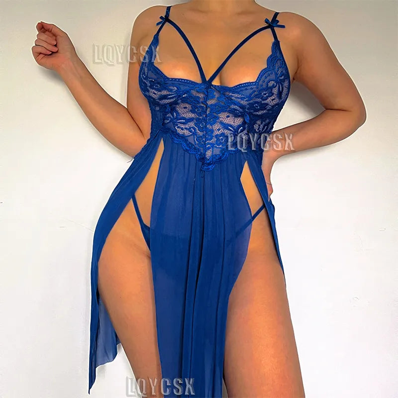 Hot Sexy Lingerie Women's Sleepwear For Sex Babydoll Transparent Lace Dress Sleepwear Sexual Clothes Female Night Underwear