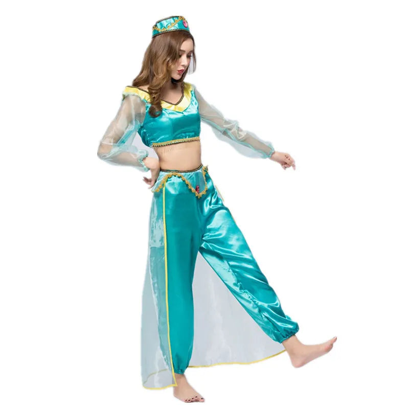 Princess Aladdin Jasmine role play  Halloween Costume Adult Female Sexy  Belly dance stage performance  Cheerleading costume