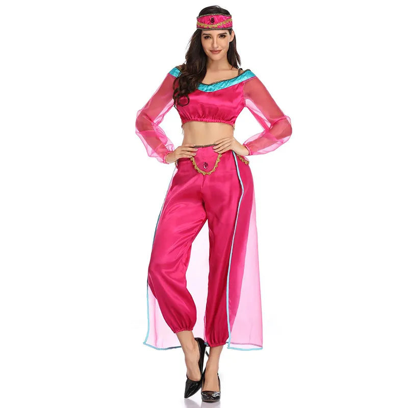 Princess Aladdin Jasmine role play  Halloween Costume Adult Female Sexy  Belly dance stage performance  Cheerleading costume