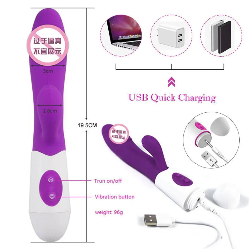 G Spot Dildo Rabbit Vibrator for Women Dual Vibration Silicone Waterproof Female Vagina Clitoris Anal Massager  Sex Toys Shop